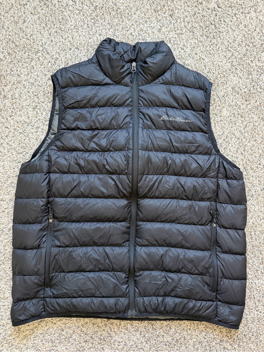 Eddie Bauer Black Quilted Packable Down Vest L